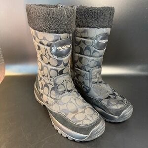 Coach New York Black Signature‎ Jacquard Winter Snow Boots Women's Size 8.5